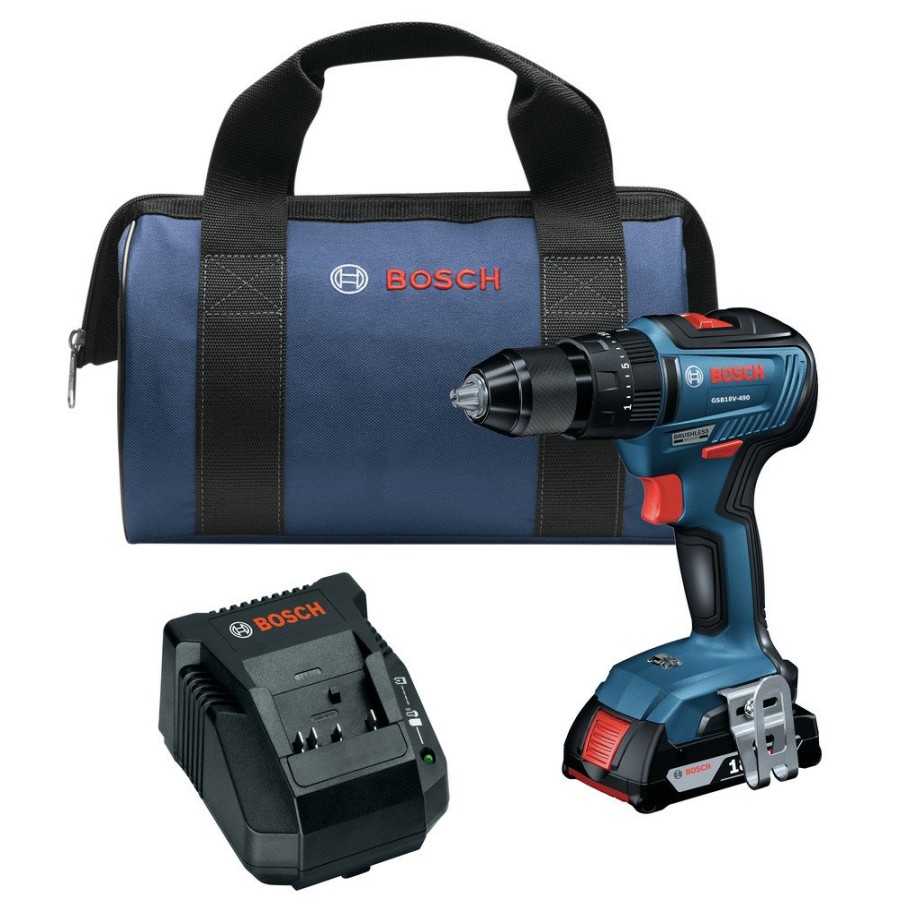 Power Tools Bosch Hammer Drills | Bosch Gsb18V-490B12 18V Ec Brushless Lithium-Ion 1/2 In. Cordless Hammer Drill Driver Kit (2 Ah)