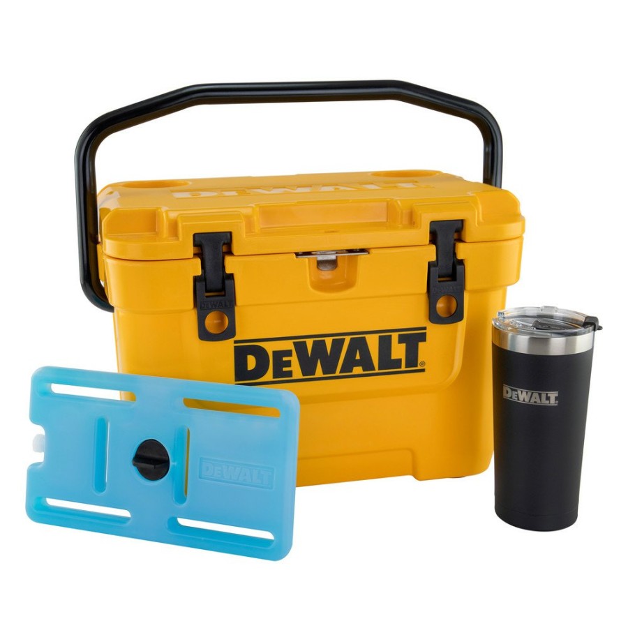 Clothing And Gear Dewalt | Dewalt Dxc1012B 10 Quart Roto-Molded Lunchbox Cooler/ 10 Quart Ice Pack Cooler/ 20 Oz. Black Tumbler Combo