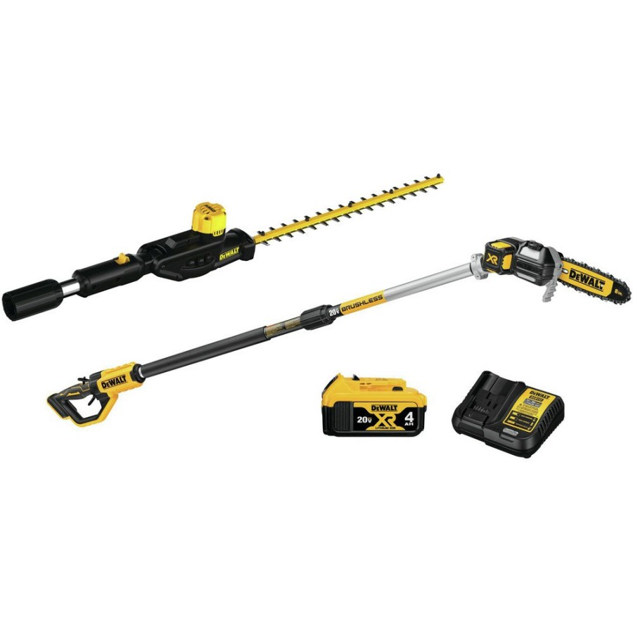 Outdoor Power Tools & Equipment Dewalt | Dewalt Dcps620M1-Dcph820Bh 20V Max Xr Brushless Lithium-Ion Cordless Pole Saw And Pole Hedge Trimmer Head With 20V Max Compatibility Bundle (4 Ah)