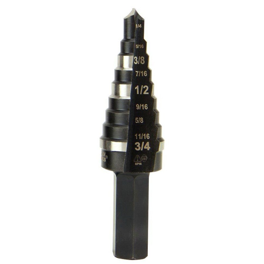 Power Tool Accessories Klein Tools Bits And Bit Sets | Klein Tools Ktsb03 1/4 In. - 3/4 In. #3 Double-Fluted Step Drill Bit