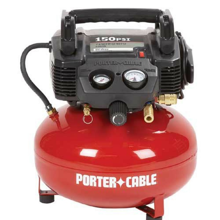 Air Tools And Equipment Porter-Cable Portable Air Compressors | Factory Reconditioned Porter-Cable C2002R 0.8 Hp 6 Gallon Oil-Free Pancake Air Compressor