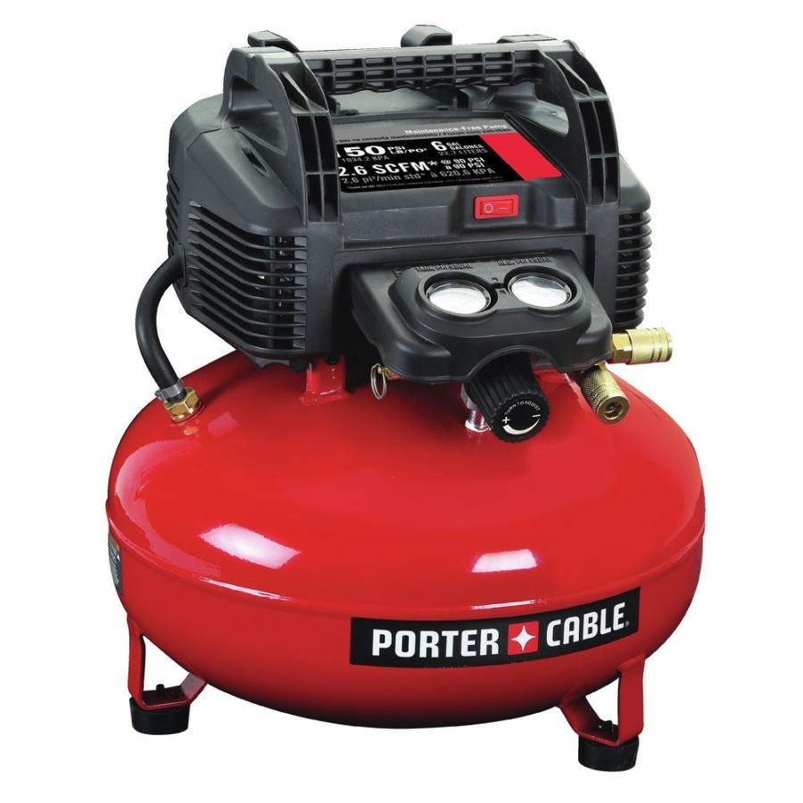 Air Tools And Equipment Porter-Cable Portable Air Compressors | Factory Reconditioned Porter-Cable C2002R 0.8 Hp 6 Gallon Oil-Free Pancake Air Compressor