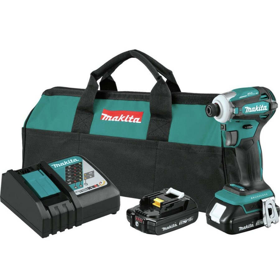 Power Tools Makita Impact Drivers | Makita Xdt19R 18V Lxt Brushless Compact Lithium-Ion Cordless Quick‑Shift Mode Impact Driver Kit With 2 Batteries (2 Ah)