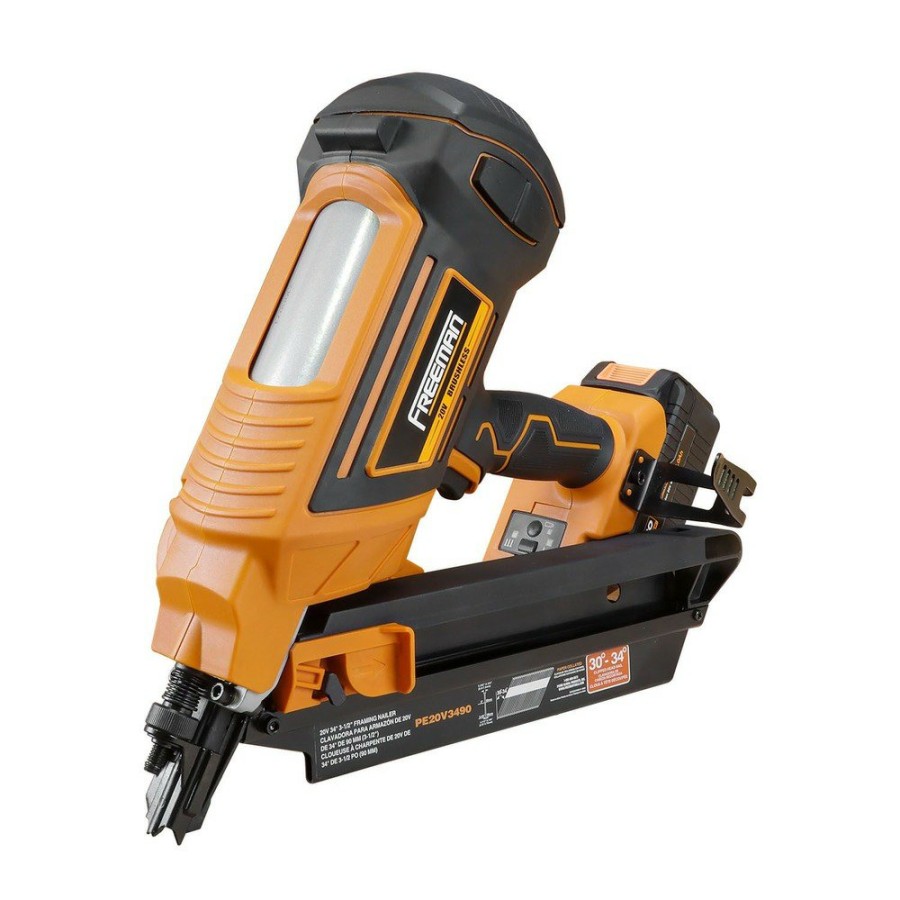 Power Tools Freeman Nailers | Freeman Pe20V3490 20V Brushless Lithium-Ion 3-1/2 In. Cordless 34 Degree Framing Nailer Kit (4 Ah)