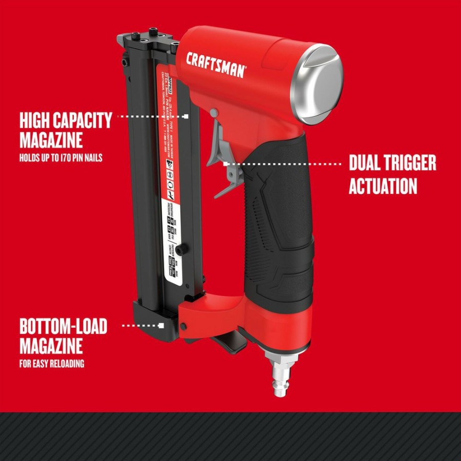 Power Tools Craftsman Nailers | Craftsman Cmppn23 23 Gauge 1/2 In. To 1 In. Pneumatic Pin Nailer