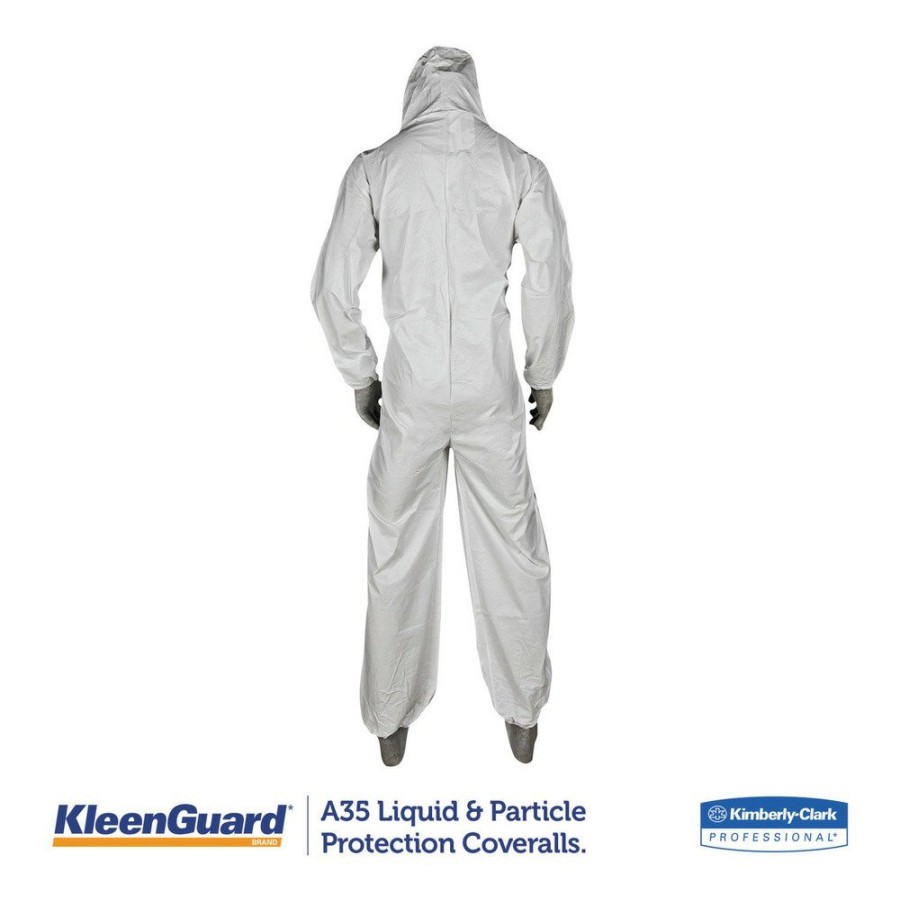 Safety Equipment KleenGuard | Kleenguard 38938 A35 Liquid And Particle Protection Coveralls Hooded - Large, White (25/Carton)