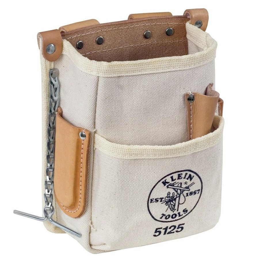 Tool Storage Klein Tools | Klein Tools 5125 5-Pocket Canvas And Leather Tool Pouch