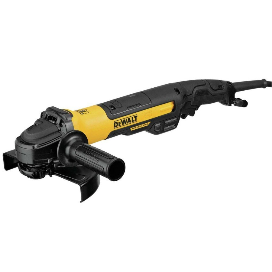 Power Tools Dewalt Angle Grinders | Dewalt Dwe43840Cn 13 Amp Brushless Rat Tail 7 In. Corded Small Angle Grinder With Kickback Break/No Lock/Pipeline Cover