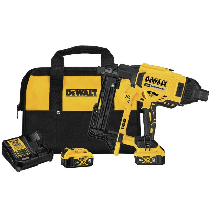 Power Tools Dewalt Staplers | Dewalt Dcfs950P2 20V Max Xr Lithium-Ion 9 Gauge Cordless Fencing Stapler Kit With 2 Batteries (5 Ah)