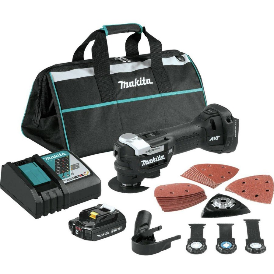 Power Tools Makita Oscillating Tools | Makita Xmt04R1B Starlockmax 18V Lxt Brushless Sub-Compact Lithium-Ion Cordless Oscillating Multi-Tool Kit (2 Ah)