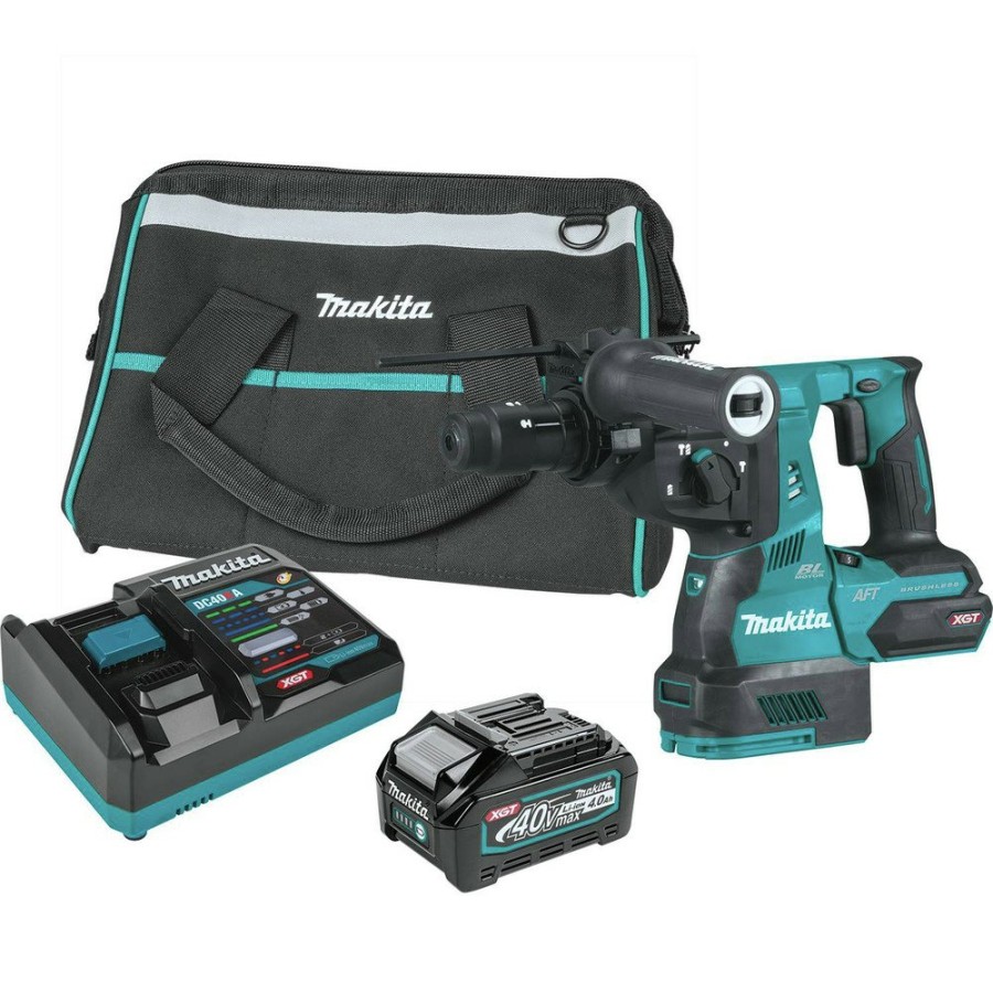 Power Tools Makita Rotary Hammers | Makita Grh02M1 40V Max Xgt Brushless Lithium-Ion 1-1/8 In. Cordless Avt Rotary Hammer Kit With Interchangeable Chuck (4 Ah)