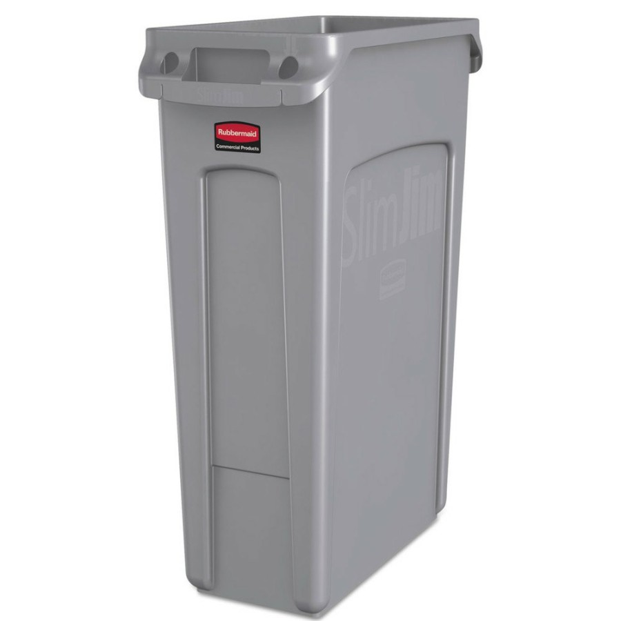 Facility Maintenance & Supplies Rubbermaid Commercial | Rubbermaid Commercial Fg354060Gray 23 Gallon Rectangular Plastic Slim Jim Receptacle W/Venting Channels - Gray