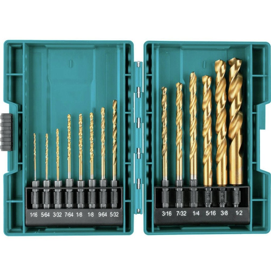 Power Tool Accessories Makita Bits And Bit Sets | Makita B-65399 Impact Gold 14 Pc. 1/4 In. Hex Shank Titanium Drill Bit Set