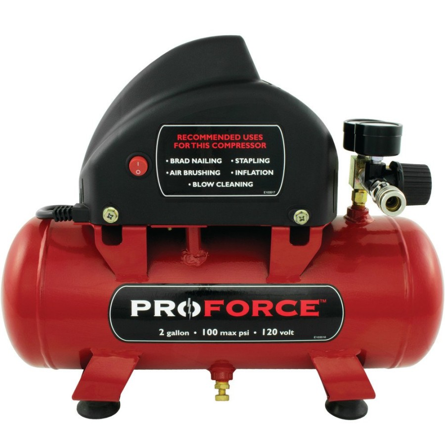 Air Tools And Equipment ProForce Portable Air Compressors | Proforce Vpf0000201 0 Hp 2 Gallon Oil-Free Mini Air Compressor