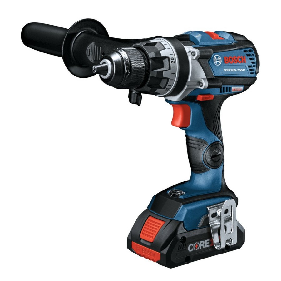 Power Tools Bosch Drill Drivers | Factory Reconditioned Bosch Gsr18V-755Cb25-Rt 18V Brushless Ec Connected Ready, Brute Tough Lithium-Ion 1/2 In. Cordless Drill Driver Kit With 2 Compact Batteries (4.0 Ah)