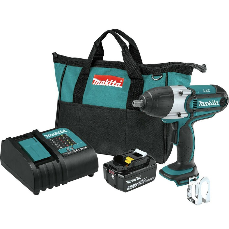 Power Tools Makita | Makita Xwt04S1 18V Lxt Brushed Lithium-Ion 1/2 In. Cordless Square Drive Impact Wrench Kit (3 Ah)