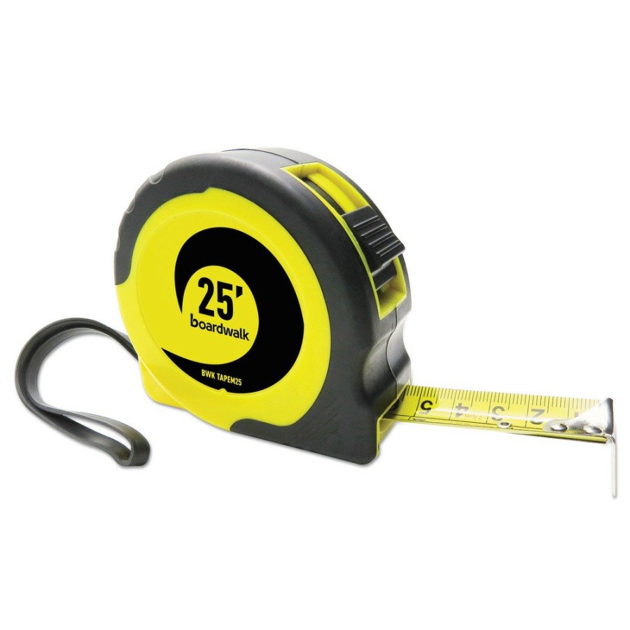 Hand Tools Boardwalk Tape Measures | Boardwalk Bwktapem25 Easy Grip 25 Ft. 1/16 In. Graduation Tape Measure - Black/Yellow