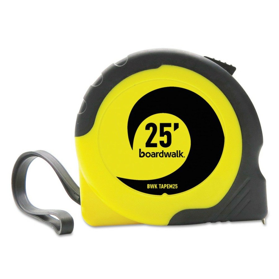 Hand Tools Boardwalk Tape Measures | Boardwalk Bwktapem25 Easy Grip 25 Ft. 1/16 In. Graduation Tape Measure - Black/Yellow