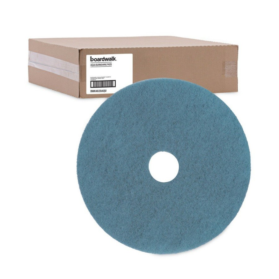 Facility Maintenance & Supplies Boardwalk Cleaning Tools | Boardwalk Bwk4020Aqu 20 In. Diameter Burnishing Floor Pads - Aqua (5/Carton)