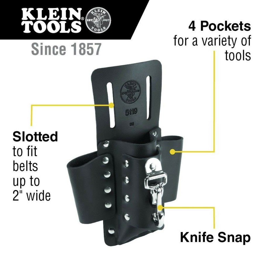 Tool Storage Klein Tools | Klein Tools 5119 4-Pocket Multi Tool Holder With Knife Holder