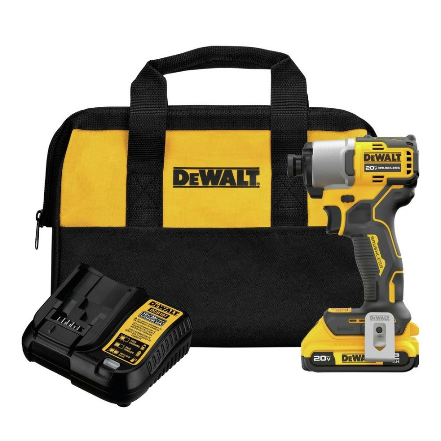 Power Tools Dewalt Impact Drivers | Dewalt Dcf840D1 20V Max Brushless Lithium-Ion 1/4 In. Cordless Impact Driver Kit (2 Ah)