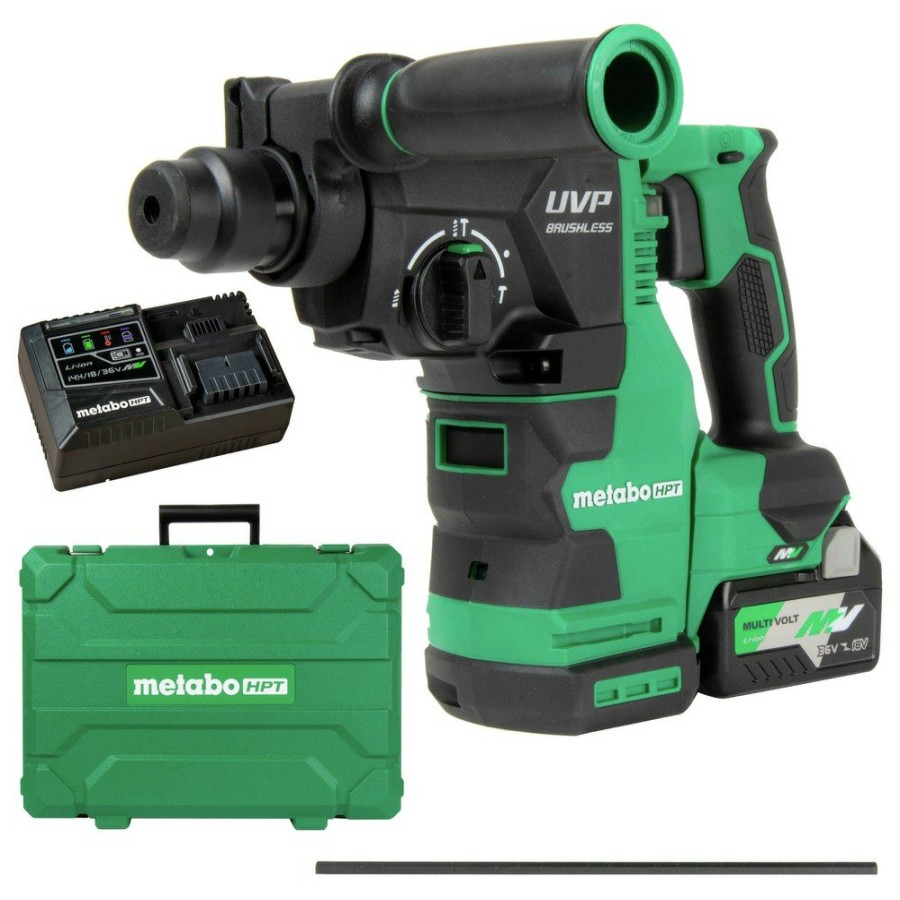 Power Tools Metabo HPT Rotary Hammers | Metabo Hpt Dh3628Dam 36V Multivolt Brushless Sds-Plus Lithium-Ion 1-1/8 In. Cordless Rotary Hammer Kit With Uvp (4 Ah/8 Ah)