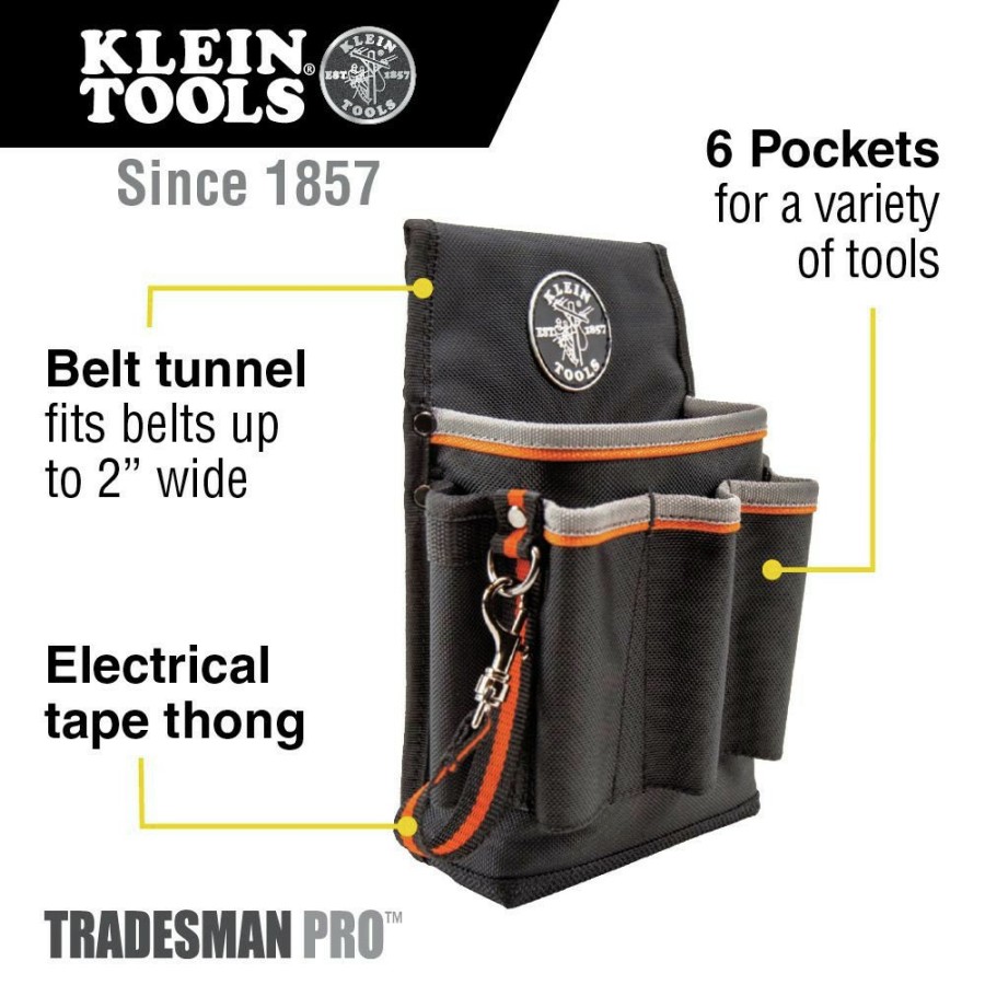 Tool Storage Klein Tools | Klein Tools 5241 Tradesman Pro 10.25 In. X 6.75 In. X 10.25 In. 6-Pocket Tool Pouch