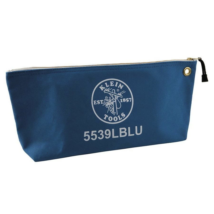 Tool Storage Klein Tools | Klein Tools 5539Lblu 18 In. X 3.5 In. X 8 In. Canvas Zipper Consumables Tool Pouch - Large, Blue