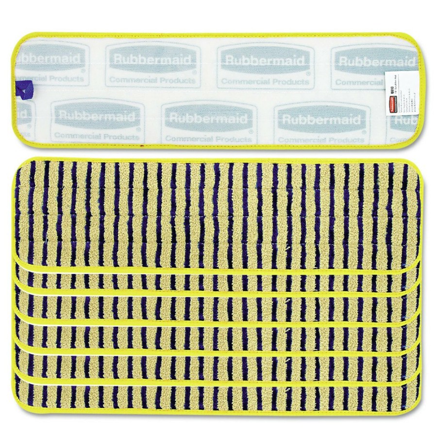 Facility Maintenance & Supplies Rubbermaid Commercial Cleaning Tools | Rubbermaid Commercial Fgq81000Yl00 18 In. Vertical Polyprolene Stripes Microfiber Scrubber Pad - Yellow (6/Carton)