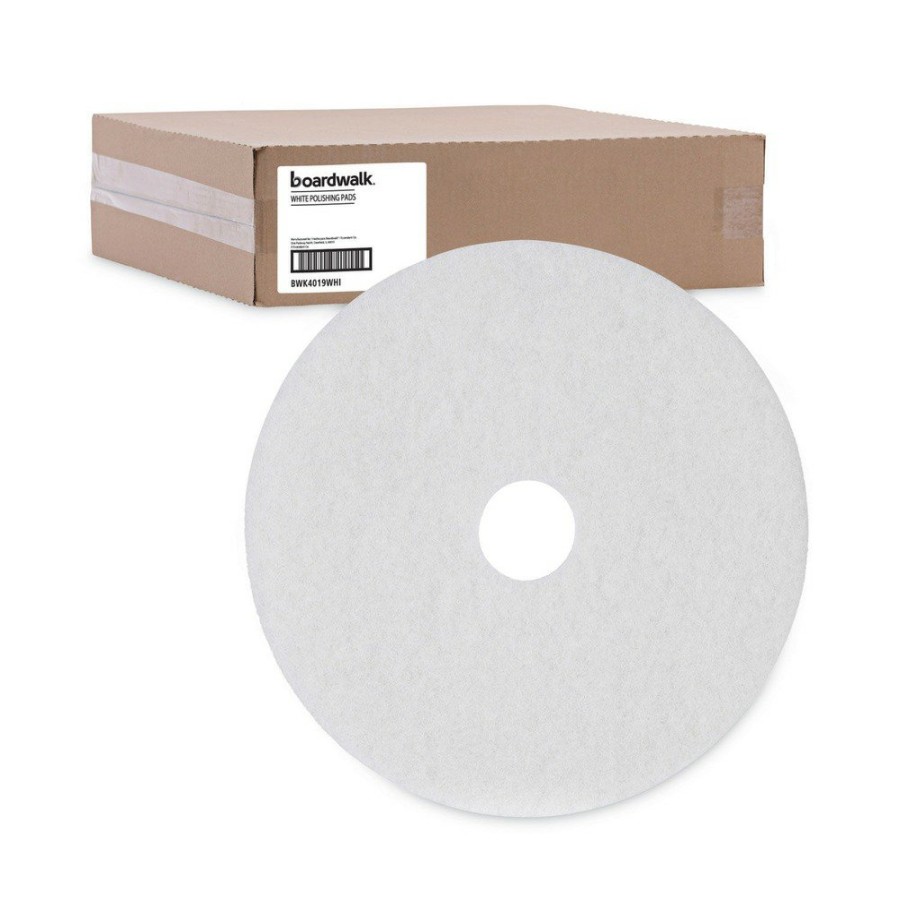 Facility Maintenance & Supplies Boardwalk Cleaning Tools | Boardwalk Bwk4019Whi 19 In. Diameter Polishing Floor Pads - White (5/Carton)