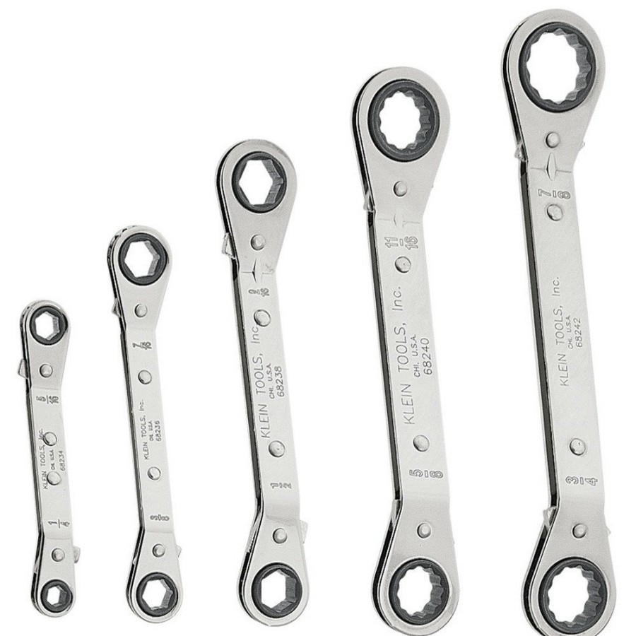 Hand Tools Klein Tools Ratchets | Klein Tools 68245 5-Piece Reversible Ratcheting Box Wrench Set - Black