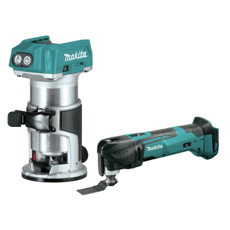 Power Tools Makita Oscillating Tools | Makita Xmt03Z-Xtr01Z 18V Lxt Lithium-Ion Cordless Oscillating Multi-Tool And Compact Brushless Cordless Router Bundle