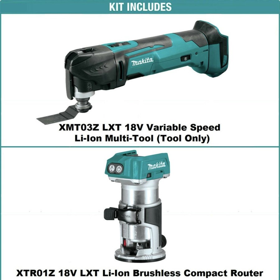 Power Tools Makita Oscillating Tools | Makita Xmt03Z-Xtr01Z 18V Lxt Lithium-Ion Cordless Oscillating Multi-Tool And Compact Brushless Cordless Router Bundle