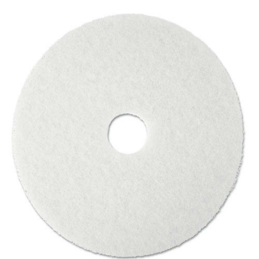 Facility Maintenance & Supplies 3M Cleaning Tools | 3M 4100 17 In. Low-Speed Super Polishing Floor Pads - White (5/Carton)