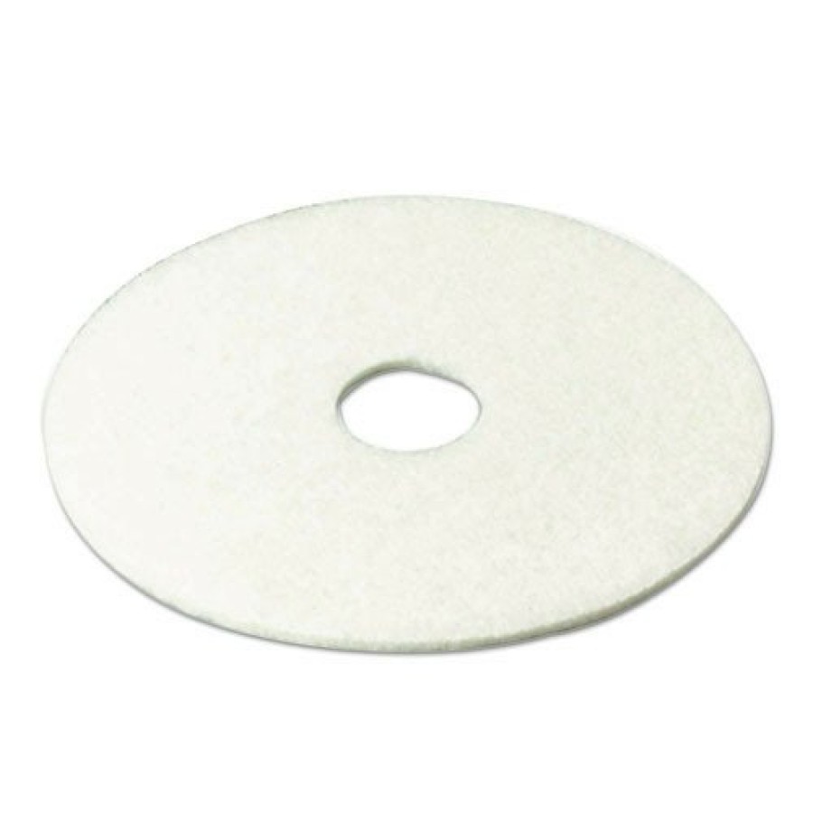 Facility Maintenance & Supplies 3M Cleaning Tools | 3M 4100 17 In. Low-Speed Super Polishing Floor Pads - White (5/Carton)