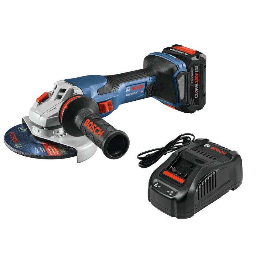 Power Tools Bosch Angle Grinders | Bosch Gws18V-13Cb14 18V Profactor Brushless Lithium-Ion 5 In. - 6 In. Cordless Angle Grinder Kit With Slide Switch (8 Ah)