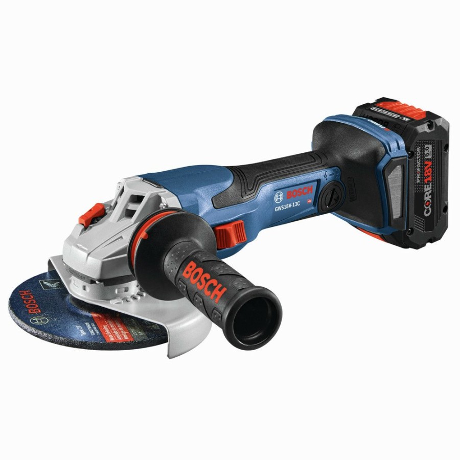 Power Tools Bosch Angle Grinders | Bosch Gws18V-13Cb14 18V Profactor Brushless Lithium-Ion 5 In. - 6 In. Cordless Angle Grinder Kit With Slide Switch (8 Ah)