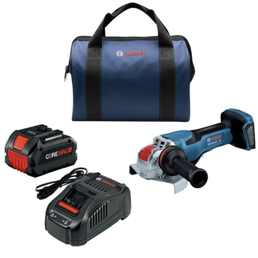 Power Tools Bosch Angle Grinders | Bosch Gwx18V-13Pb14 18V Profactor Lithium-Ion Spitfire X-Lock 5 In. - 6 In. Angle Grinder With Paddle Switch (8 Ah)