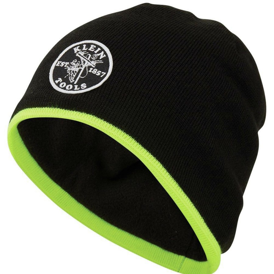 Clothing And Gear Klein Tools | Klein Tools 60391 Knit Beanie - One Size, Black/High Visibility Yellow