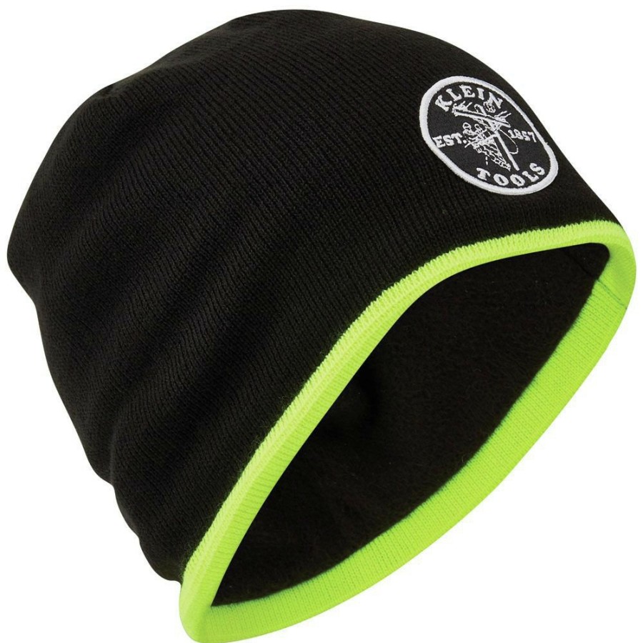 Clothing And Gear Klein Tools | Klein Tools 60391 Knit Beanie - One Size, Black/High Visibility Yellow