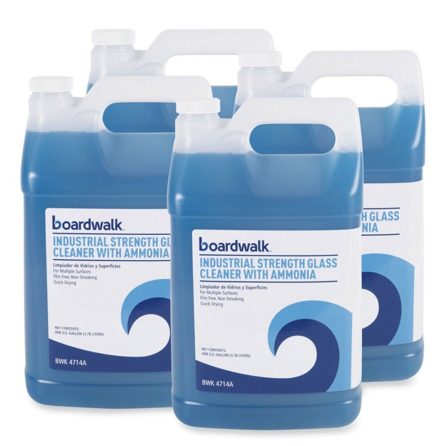 Facility Maintenance & Supplies Boardwalk Cleaners | Boardwalk 585600-41Essn 1 Gallon Bottle Industrial Strength Glass Cleaner With Ammonia (4/Carton)