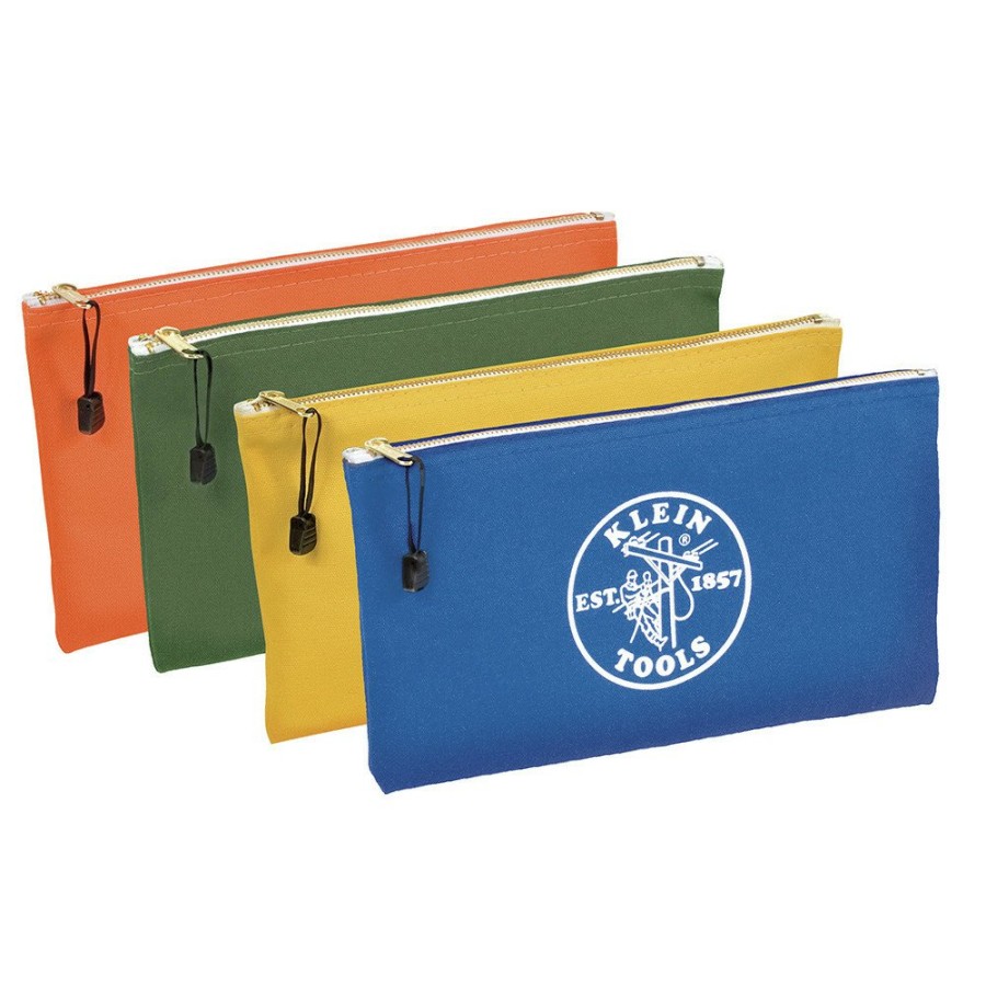 Tool Storage Klein Tools | Klein Tools 5140 12 1/2 In. X 7 In. Canvas Zipper Bag Assortments (4/Pack)