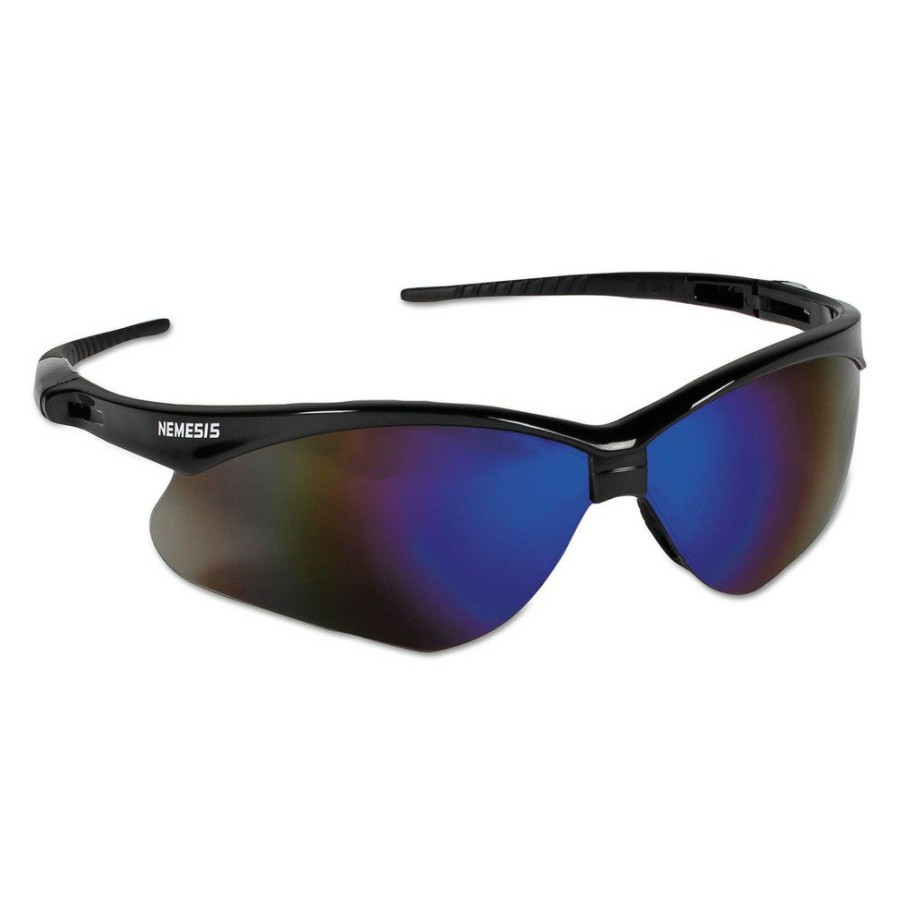 Safety Equipment KleenGuard Safety Glasses | Kleenguard 14481 Nemesis Safety Glasses Black Frame Blue Mirror Lens