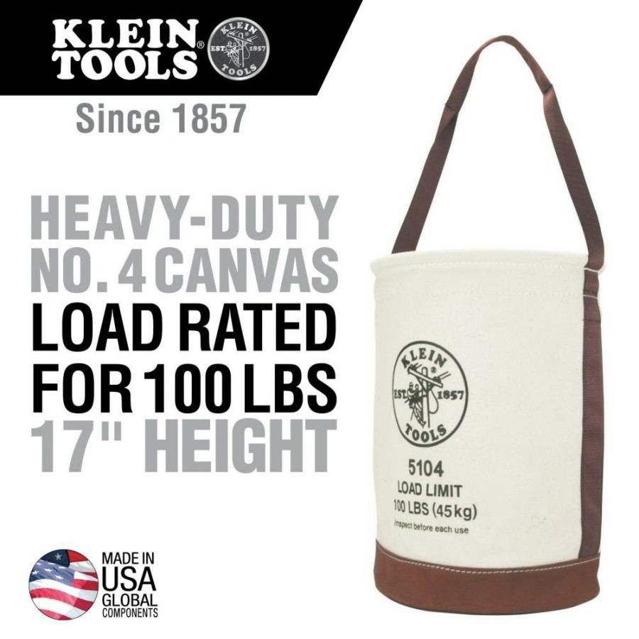 Tool Storage Klein Tools | Klein Tools 5104 Leather-Bottom Canvas Bucket