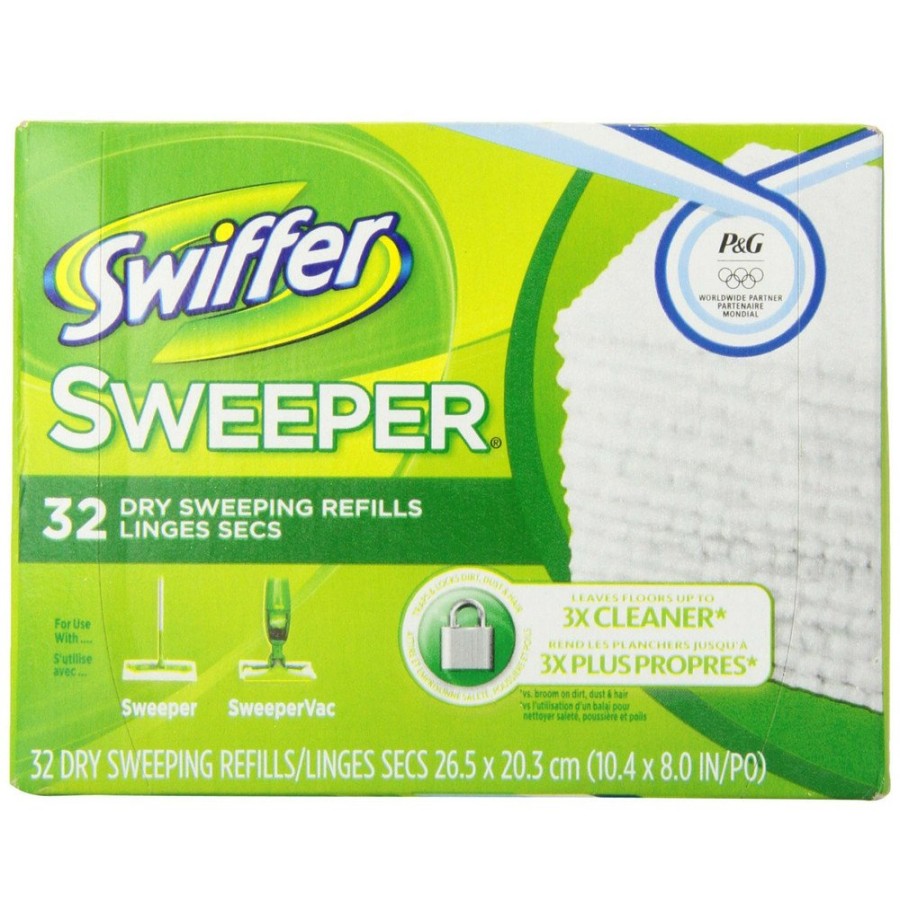 Facility Maintenance & Supplies Swiffer Cleaning Tools | Swiffer 33407Ct 10-5/8 In. X 8 In. Dry Refill Cloths - White (32/Box, 6 Boxes/Carton)