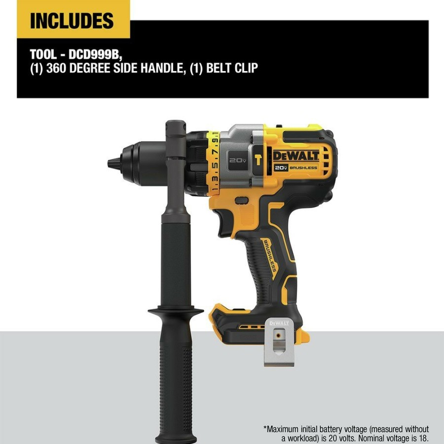 Power Tools Dewalt Hammer Drills | Factory Reconditioned Dewalt Dcd999Br 20V Max Brushless Lithium-Ion 1/2 In. Cordless Hammer Drill Driver With Flexvolt Advantage (Tool Only)