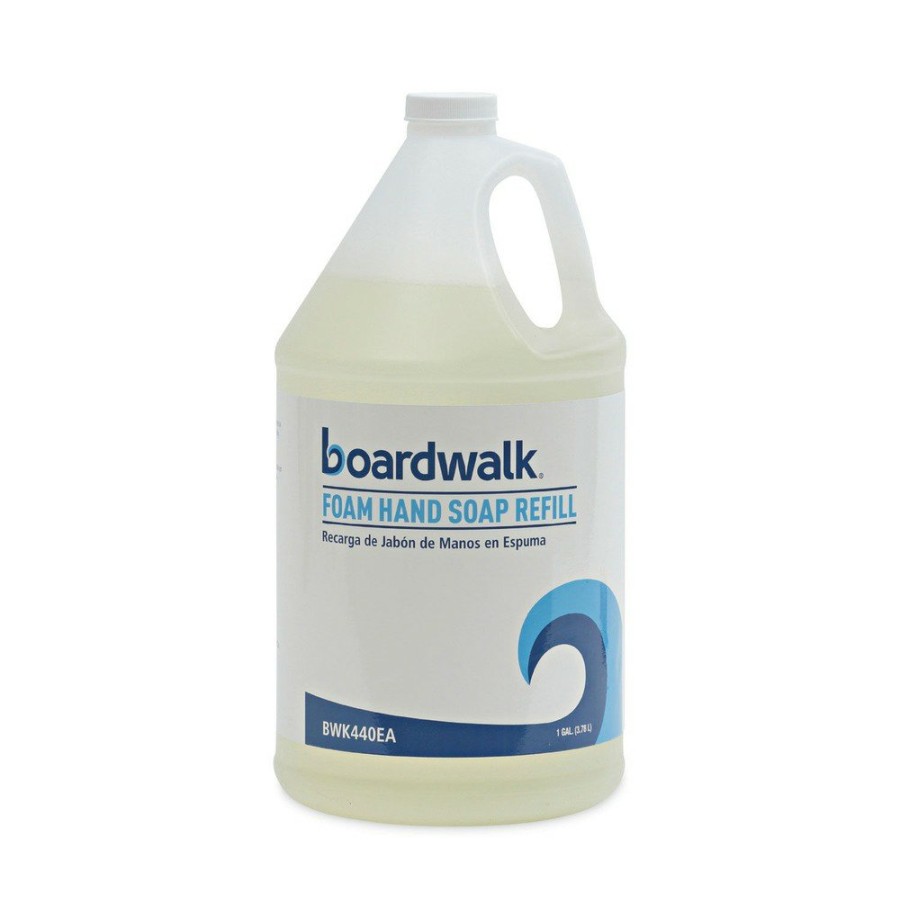 Facility Maintenance & Supplies Boardwalk Hand Soaps | Boardwalk 5005-04-Gce00 1 Gallon Herbal Mint Scent Foaming Hand Soap - Light Yellow (4/Carton)