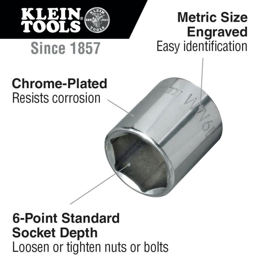 Power Tool Accessories Klein Tools Sockets | Klein Tools 65911 3/8 In. Drive 11 Mm Metric 6-Point Socket