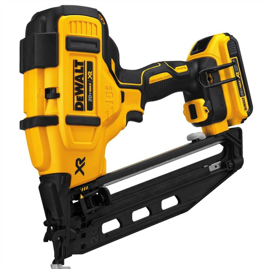 Power Tools Dewalt Nailers | Factory Reconditioned Dewalt Dcn660D1R 20V Max 2.0 Ah Cordless Lithium-Ion 16 Gauge 2-1/2 In. 20 Degree Angled Finish Nailer Kit