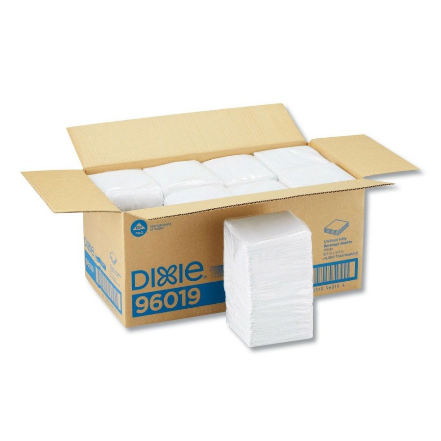 Facility Maintenance & Supplies Georgia Pacific Professional | Georgia Pacific Professional 96019 9-1/2 In. X 9-1/2 In. Single-Ply Beverage Napkins - White (4000/Carton)